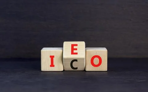 Initial coin or exchange offering symbol. Concept words abbreviation ICO or.. Stock Photos