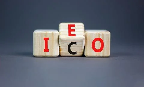 Initial coin or exchange offering symbol. Concept words abbreviation ICO or.. Stock Photos