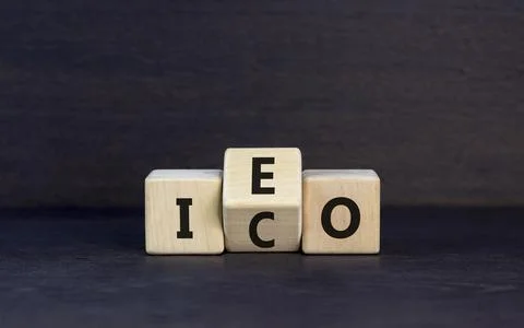 Initial coin or exchange offering symbol. Concept words abbreviation ICO or.. Stock Photos
