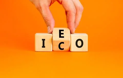 Initial coin or exchange offering symbol. Concept words abbreviation ICO or.. Stock Photos