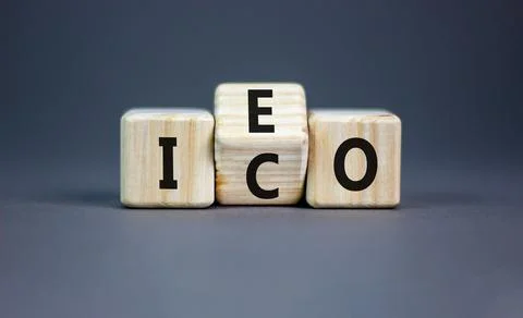 Initial coin or exchange offering symbol. Concept words abbreviation ICO or.. Stock Photos