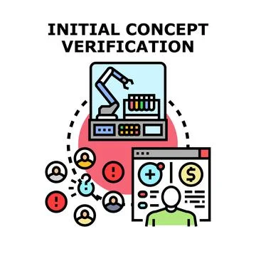 Initial concept verification process validating ideas 스톡 일러스트