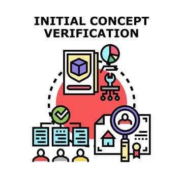 Initial concept verification process validating new project ideas Stock Illustration