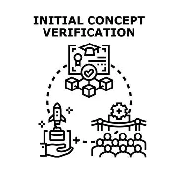 Initial concept verification process validating startup innovation Stock Illustration