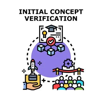 Initial concept verification process validating startup innovation Stock Illustration