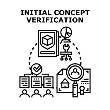 Initial concept verification process validating new project ideas Stock Illustration
