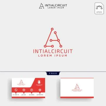 Initial A connecting logo template and business card Stock Illustration