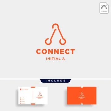 Initial a connection logo design technology symbol icon Stock Illustration