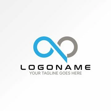 Initial CP CC OP QC font connected infinity circle to monogram typography tech Stock Illustration