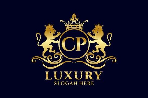 Initial CP Letter Lion Royal Luxury Logo template in vector art for luxurio.. Stock Illustration
