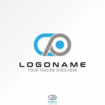 Initial CP sans serif font connected circle business monogram typography tech Stock Illustration