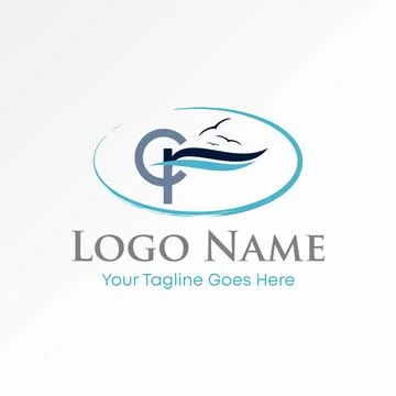 Initial CR font beach birds wave sunrise island travel tourism exotic paradise Stock Illustration