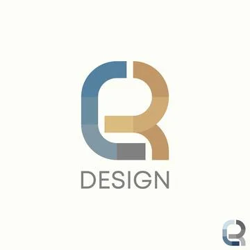 Initial CR or RC font merge connect monogram tech application brand Stock Illustration