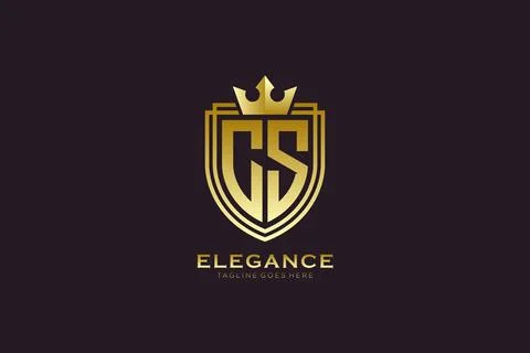 Initial CS elegant luxury monogram logo or badge template with scrolls and .. Stock-Illustration