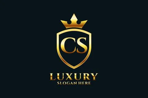 Initial CS elegant luxury monogram logo or badge template with scrolls and .. Stock-Illustration
