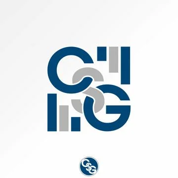 Initial CSG font top to down graph chart symbol to business trading cash flow Stock Illustration