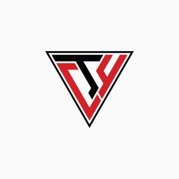 Initial CT4 or CTY font line triangle monogram sport fitness active brand Stock Illustration