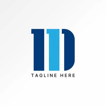 Initial D 11D font cutting negative space chart typography app tech data idea Stock Illustration