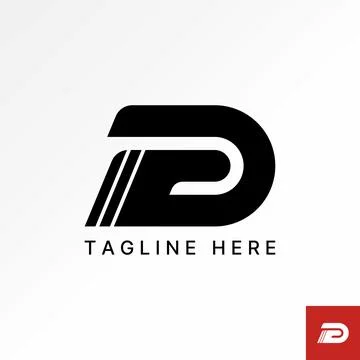 Initial D DP G font italic stripes speed force monogram sport tech movement Illustrazione stock