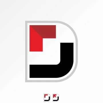Initial D font line cut arrow corner up fast monogram typography tech brand Stock Illustration