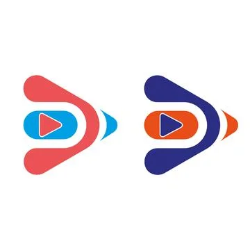 Initial D Media Logo letter D with Play button Usable for Brand and company Logo Illustrazione stock