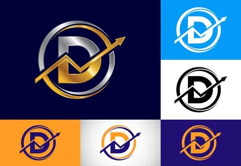 Initial D monogram alphabet symbol design incorporated with the arrow. Fina.. Stock Illustration