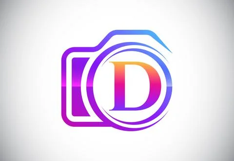 Initial D monogram letter with a camera icon. Logo for photography business.. Illustrazione stock