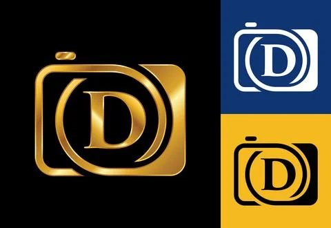 Initial D monogram letter with a camera icon. Logo for photography business.. Illustrazione stock