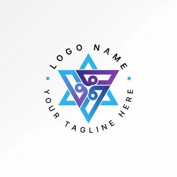 Initial D or G font 6 pointed star hexagram monogram typography branding sheriff Stock Illustration