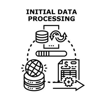 Initial data processing calculating financial information Stock Illustration