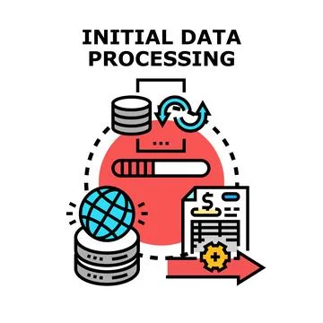 Initial data processing calculating financial information Stock Illustration