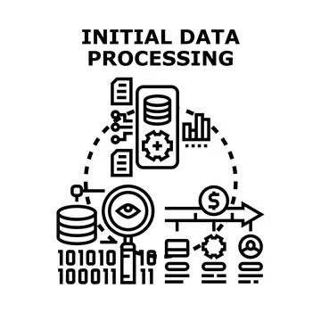 Initial data processing concept with analytics flow Stock Illustration