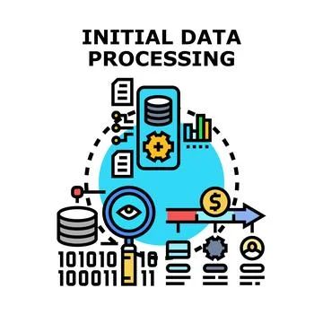 Initial data processing concept with analytics flow Stock Illustration