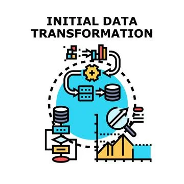 Initial data transformation process analyzing digital information Stock Illustration