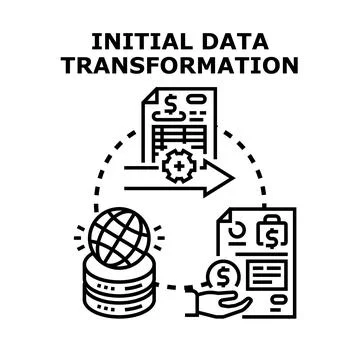Initial data transformation process changing raw information Stock Illustration