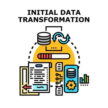 Initial data transformation process managing information analytics Stock Illustration