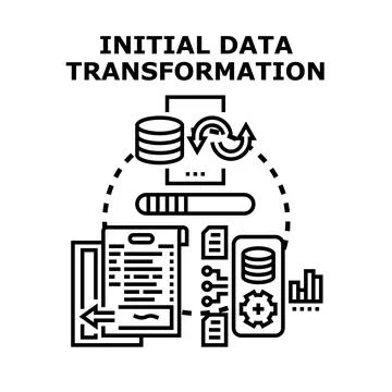 Initial data transformation process managing information analytics Stock Illustration