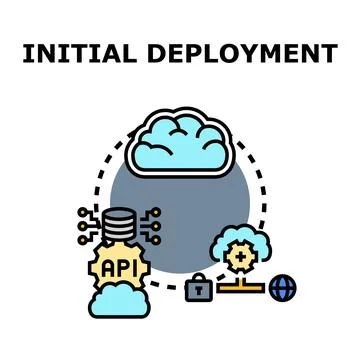 Initial deployment process connecting cloud servers with api Stockillustratie