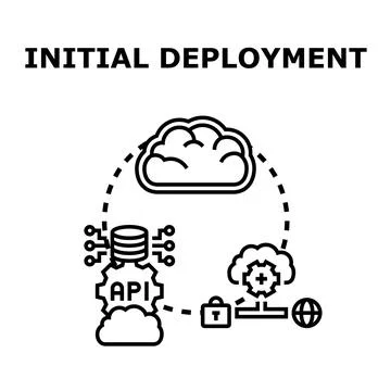 Initial deployment process connecting cloud servers with api 库存插图