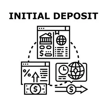 Initial deposit concept process for financial transaction Stock Illustration