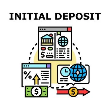 Initial deposit concept process for financial transaction Stock Illustration