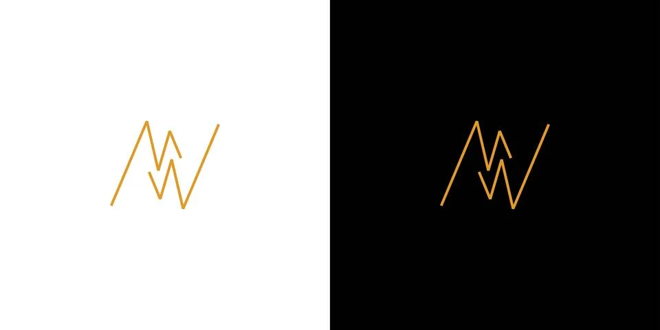 The initial design of the letter MW is unique and modern Illustrazione stock