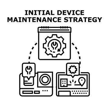 Initial device maintenance strategy planning and implementation concept Stock Illustration