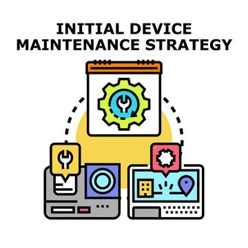 Initial device maintenance strategy planning and implementation concept Stock Illustration