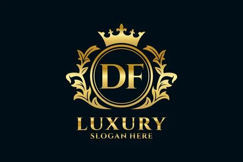 Initial DF Letter Royal Luxury Logo template in vector art for luxurious br.. Illustrazione stock