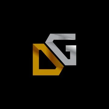 Initial DG GD Bold Golden and Gray Color Stock Illustration