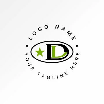 Initial DL LD font ellipse star veteran to monogram typography branding Stock Illustration