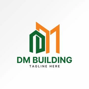 Initial DM font connect building construction house monogram property skyline Stock Illustration