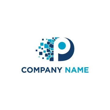Initial DP logo design template for technology &amp; computer Stock Illustration