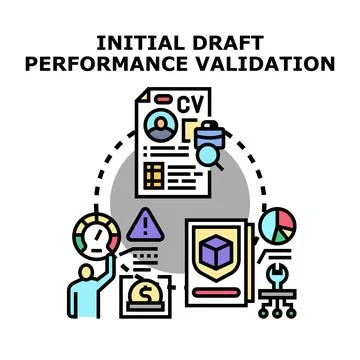 Initial draft performance validation developing strategy illustration Illustrazione stock